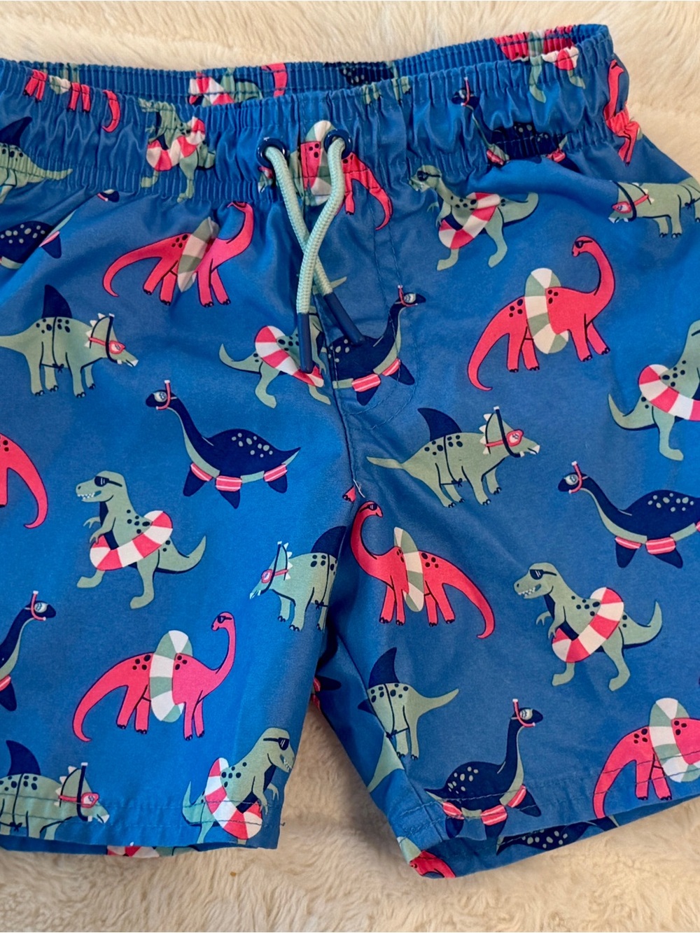 Cat & Jack Blue Swim Trunks with Pink & Green Dino Print Size 4T